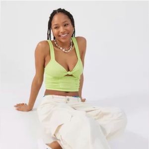 NWT UO Early Hours Cropped Tank Top Lime Green Sz Medium Urban Outfitters